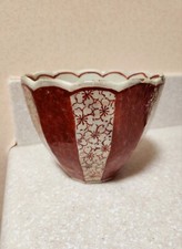 Ancient Asian (Japanese or Korean) red painted bamboo bowl