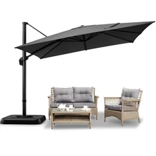 10ft Cantilever Patio Umbrella Outdoor Large Square Umbrellas with 360°Rotation~
