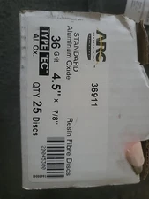 4.5" x 7/8" TYPE EC FIBRE DISCS 36 GRIT  ARC ABRASIVES FIBER (QTY: 25) NOS