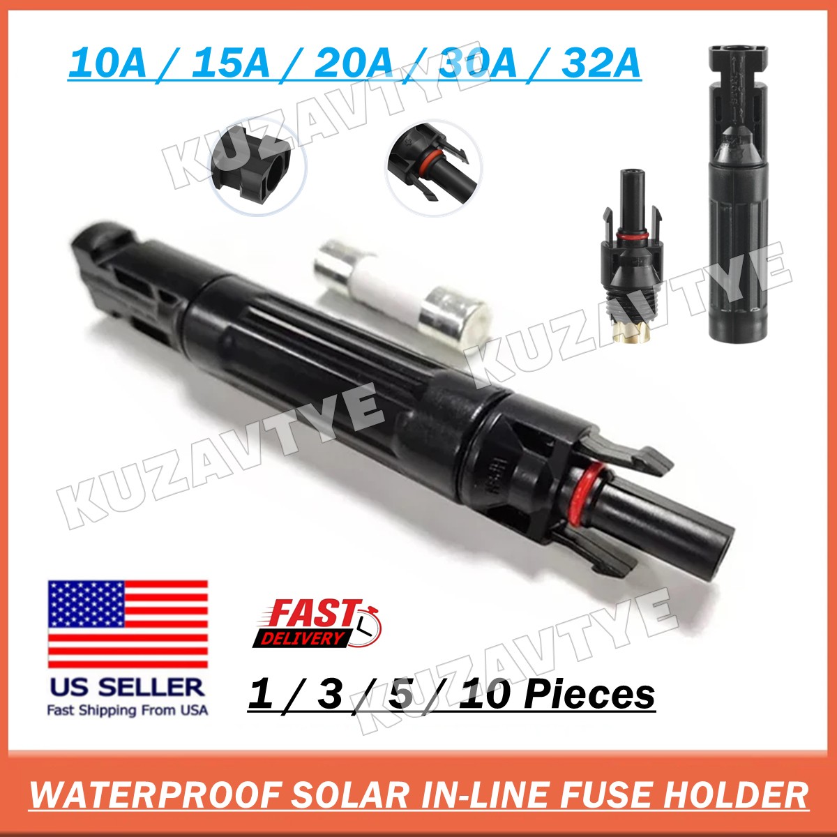 10A 15A 20A 30A 32A Solar Fuse in-line Fuse Holder Connector