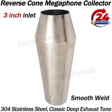 3 In Megaphone Stainless Reverse Cone Megaphone Collector For Motorcycle Exhaust