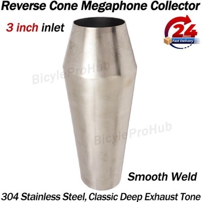 3 in Megaphone Stainless Reverse Cone Megaphone Collector for Motorcycle Exhaust
