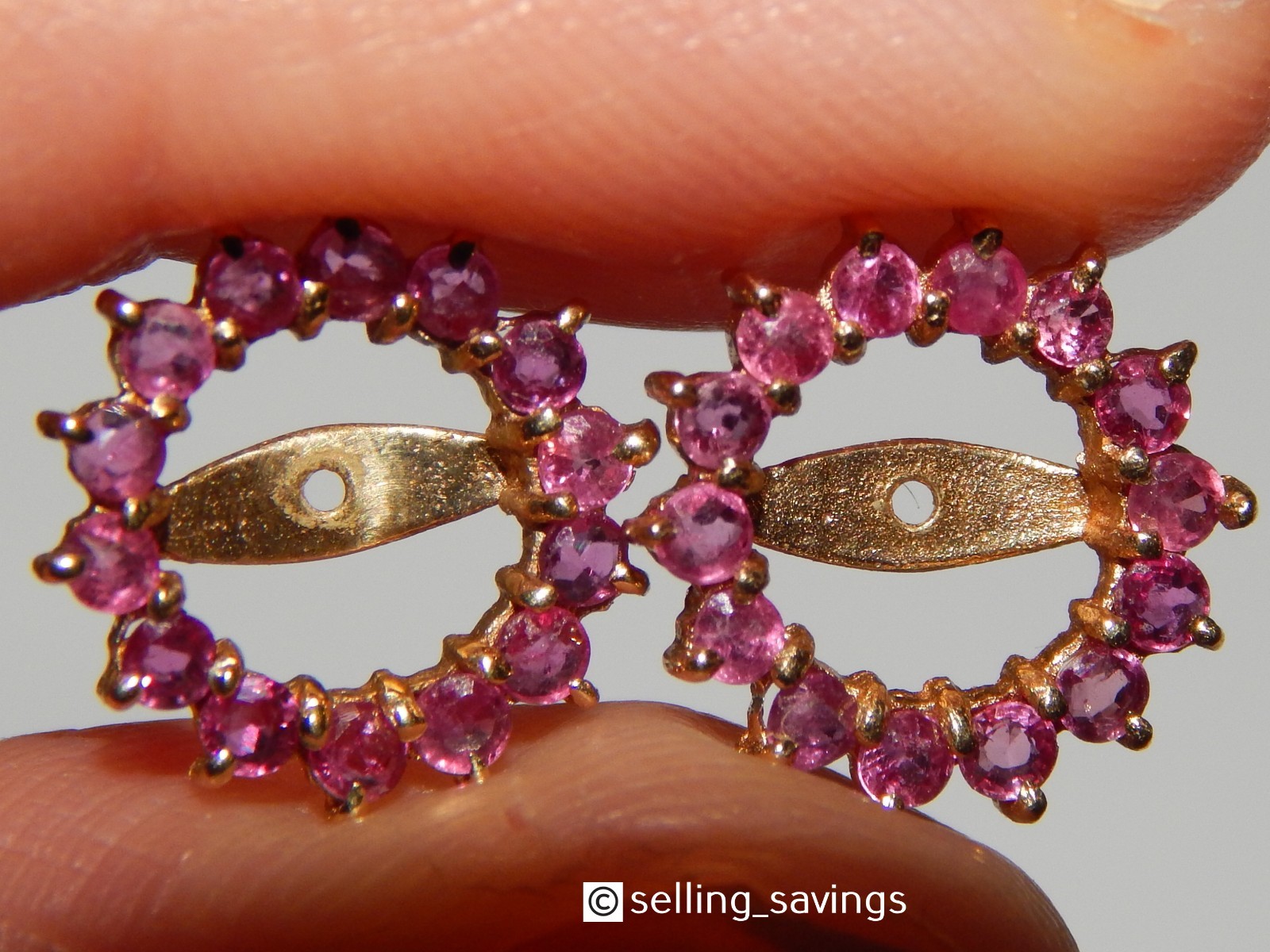 14K SOLID YELLOW GOLD NATURAL RUBY EARRING JACKET… - image 2