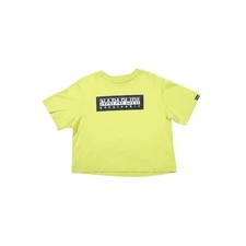 Vintage Napapijri Graphic T-Shirt — Cotton — Lime Green — Size M