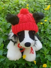 XXS handmade knit Red dog hat
