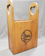 Floor Magazine Holder Wooden Rack Hearts Duck Country Cottage Farmhouse Decor