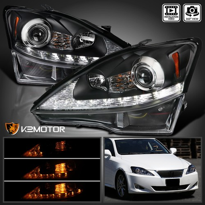 #ad #ad Fits 2006 2010 Lexus IS250 IS350 Black Projector Headlight Sequential LED Signal $319.38