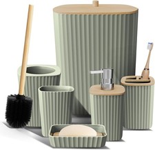 Clara Clark Bathroom Set - Sage Green Bathroom Accessories Set, 6PC Bathroom Acc