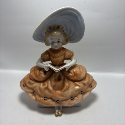 Vintage Ardalt Japan Young Girl Orange Dress Figurine, #6699