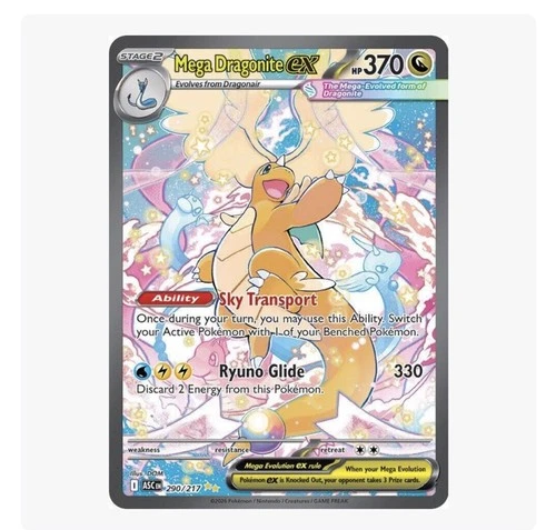 Pokémon Mega Dragonite EX SIR 290/217: Ascended Heroes -Pack Fresh- NM