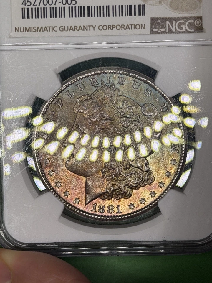 Rust Orange Toned Morgan Silver Dollar 1881-S MS-63 NGC- See Video! - Image 2 of 4