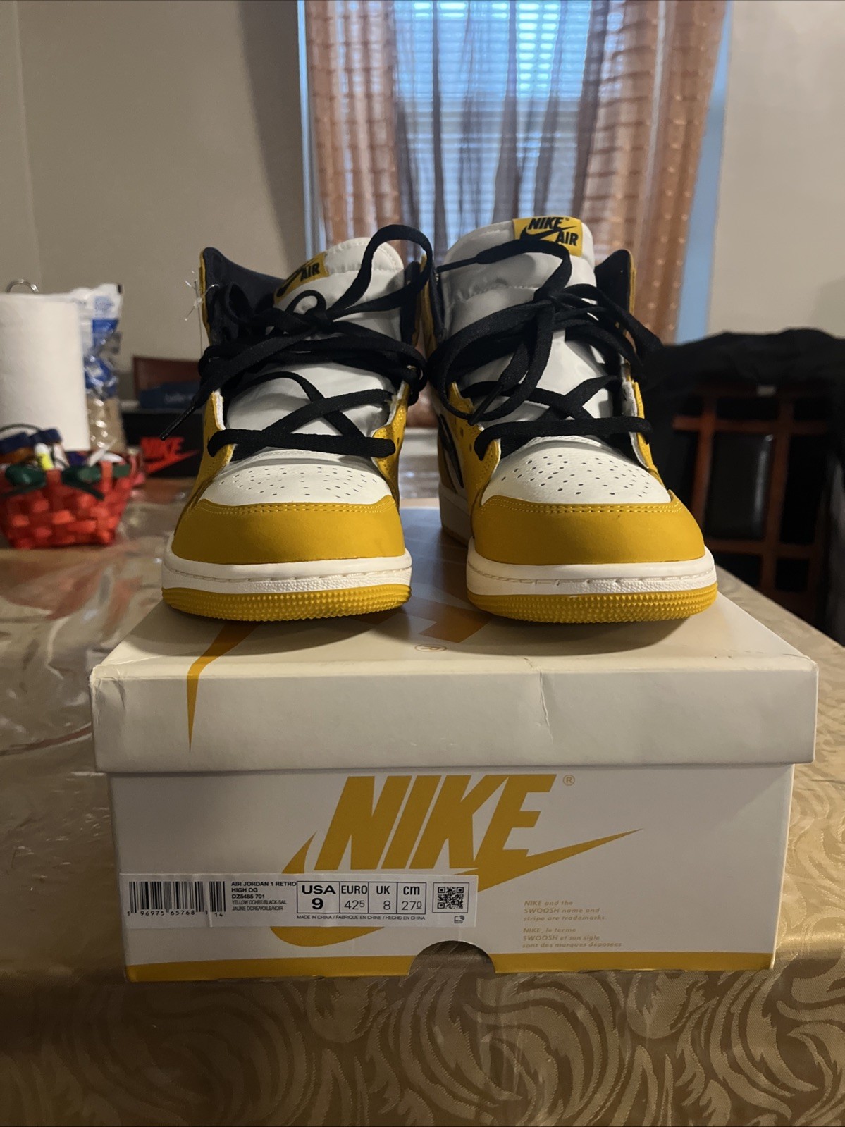 Air Jordan 1 Retro High OG Yellow Ochre White Black DZ5485 107 Size 9