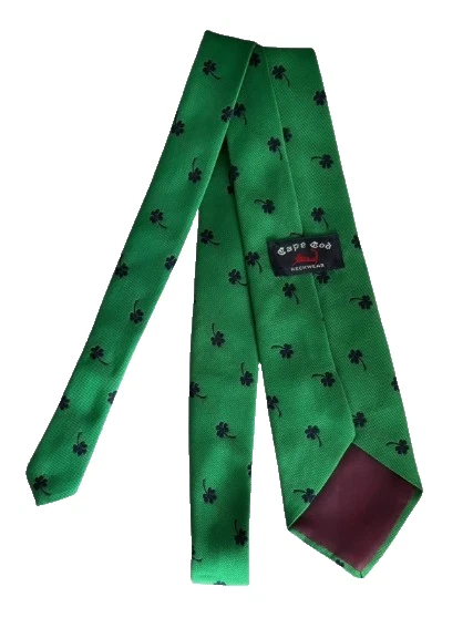 Cape Cod Neck Wear Lucky Green Necktie With Navy Blue Shamrocks St. Patricks Day - Image 3 of 3