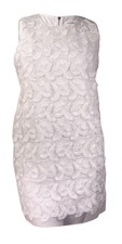 Calvin Klein Women's Embroidered Applique Organza Sheath (6, White)