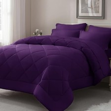 Comforter Set - 7 Pieces Bed in a Bag Size, Bed Set for All Queen Purple