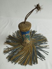 ANTIK URALT QUASTE TRODDEL BOMMEL HANDARBEIT GOLDFARBIG STICKEREI MADONNA