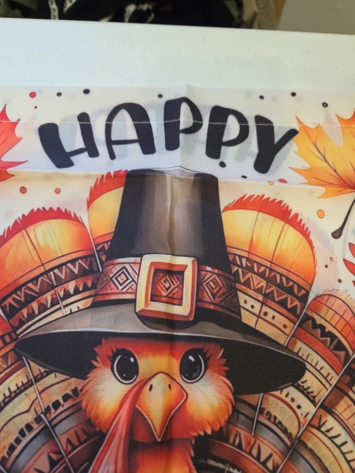 Feliz Acción de Gracias Jardín Bandera Pavo Peregrino Sombrero Hojas Otoño Decoración Otoño... Foto 2 de 4