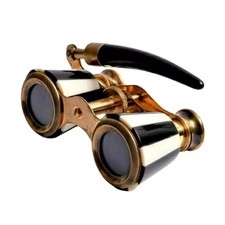 Antique Vintage Opera Glasses Binoculars White Mother of Pearl Handle Brass