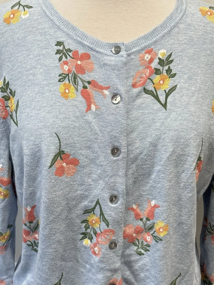 Cárdigan Suéter Para Mujer Karen Scott XL Floral Abotonado Pintado a Mano Femenino Foto 2 de 4