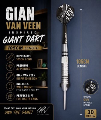 3D-gedrucktes riesiges GVV Wand Display Dart Gian Van Veen inspiriert Darts Geschenk