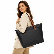 Large Leather Shopper Handbag Women Casual Tote Shoulder Carry Bag Travel Purse