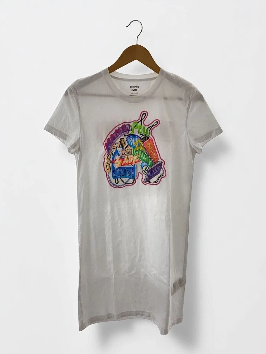 HERMÈS Abito HERMES cotone manica corta stampato taglia 38 bianco #EF BZA