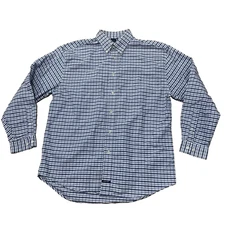 STRUCTURE Button Down Shirt Men M Blue Plaid Vtg 90s Streetwear Cotton Oxford M