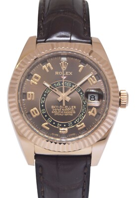 Rolex Sky-Dweller GMT 18k Rose Gold Chocolate Dial Mens 42mm Watch 326135