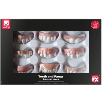 Smiffys 9er Pack verschiedene Kostüme Zähne Reißzähne Hillbilly Vampir Halloween