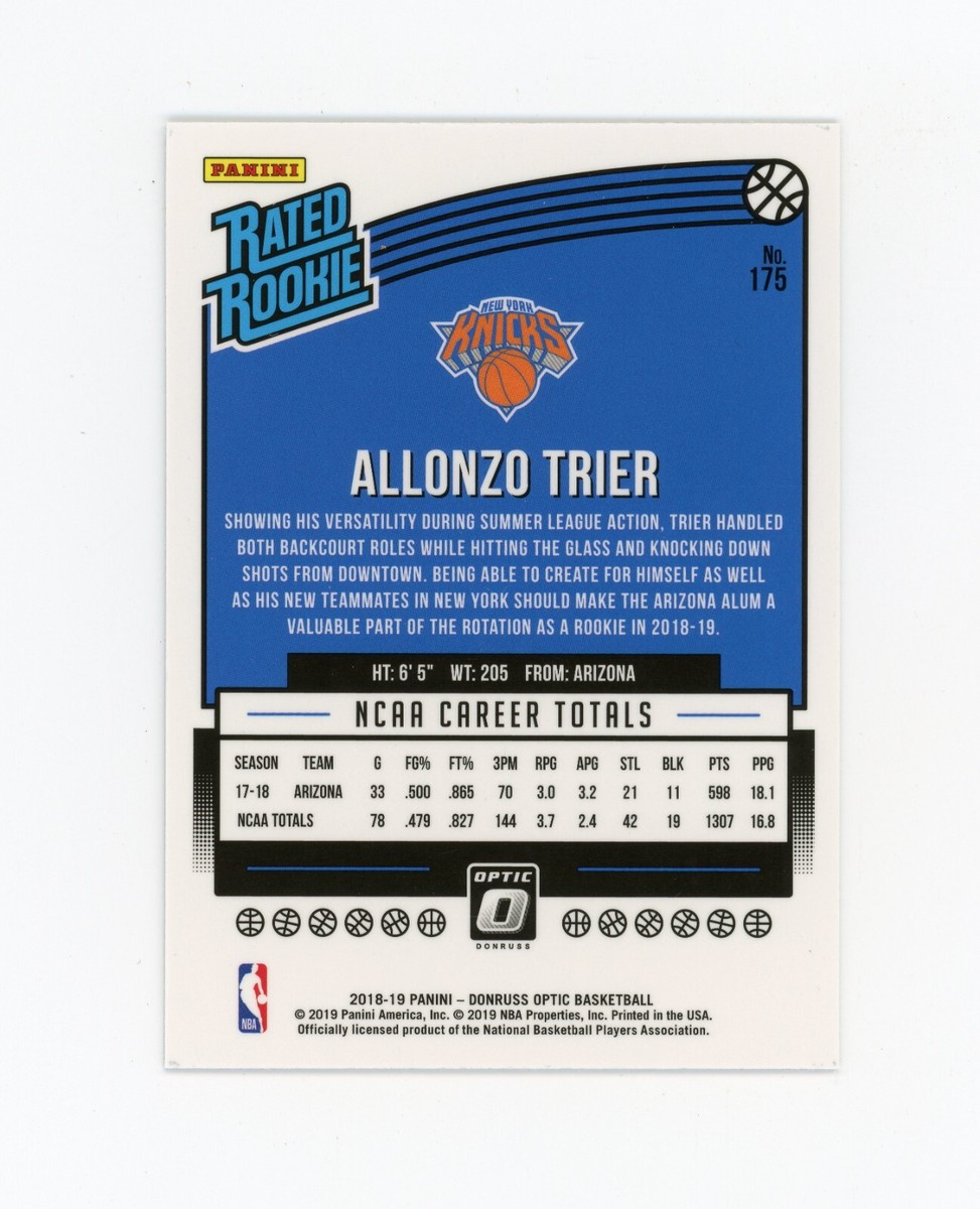 ALONZO TRIER 2018-19 Panini Donruss Optic Rc #175 New York Knicks