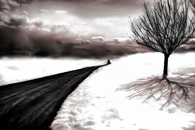 Anime Black Amp White Cloud Road Sky Snow Tree  Gaming Mat Desk 11535