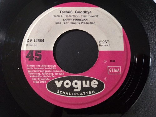 Larry Finnegan – Tiger Aus Papier VG- Original 45RPM Germany Vogue Record 1969 - Picture 2 of 2