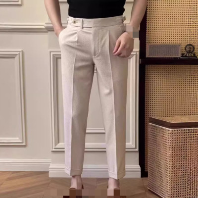 High Waist  Pants Men's Business Straight Casual Pants Draped Suit Trousers