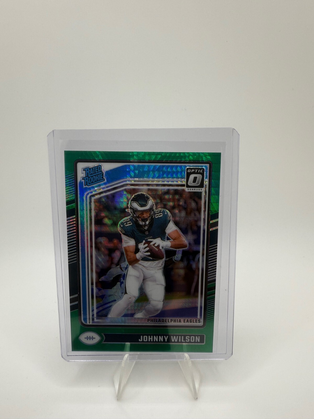 2024 Donruss Optic Johnny Wilson Green Hyper Prizm Eagles #256 Rated Rookie RC