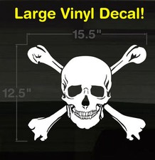 SKULL Crossbones LARGE Skull Bones 15.5" Decal Sticker Car Window Graphic Grafix