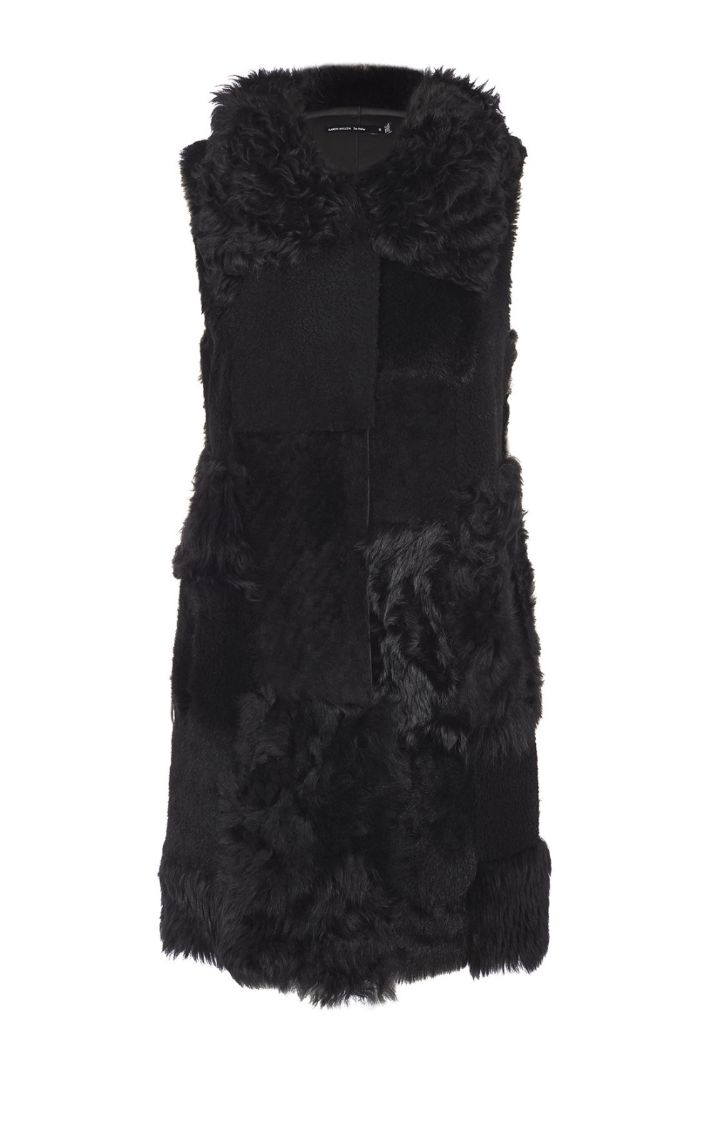 KAREN MILLEN Patchwork Shearing Gilet - Black - Size S image 5