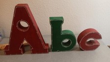 HEAVY ABC WOOD LETTER  Decor novelty Red Green Hand Carved