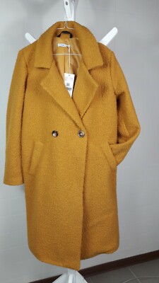 Hailys" Damen Langmantel Curry aus Boucle-Stoff, Polyester 100