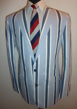 Samuel Windsor Boating Blazer Blue Stripe Men's Rowing Jacket 44 L Sport Coat