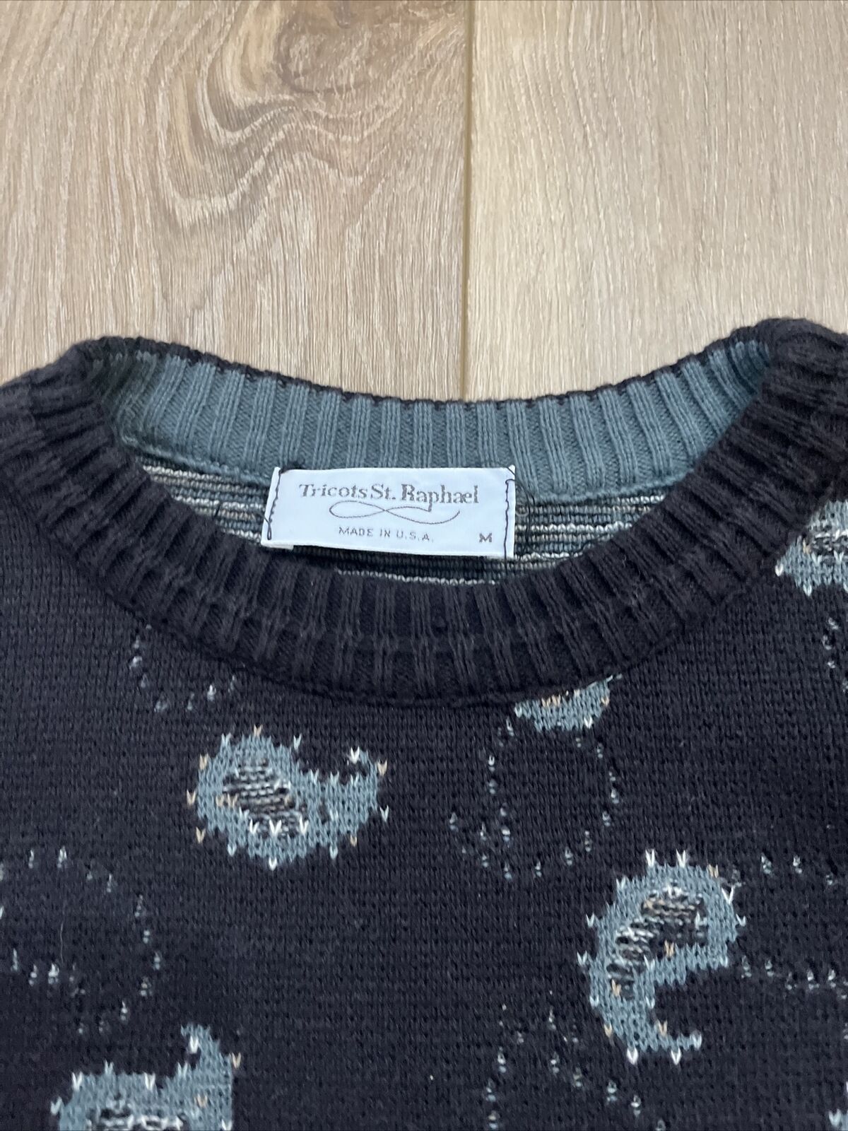 Vintage Tricots St Raphael  Wool Sweater Black Pa… - image 4
