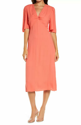 Chelsea 28 Womens Twist Front Midi Dress Small Coral Rose - Main Image