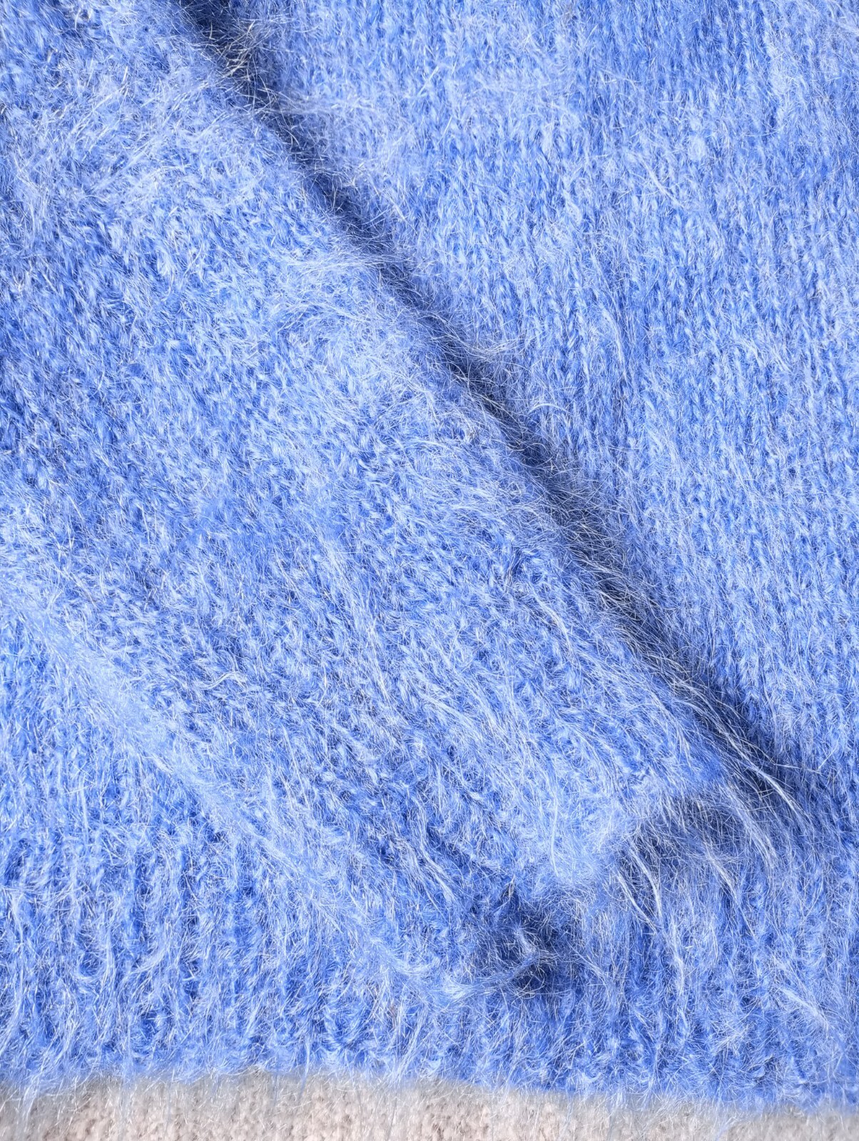 Vintage Fluffy Wool Angora? Handknitted Jumper Blue Small 810 Natural eBay