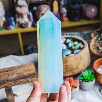 2025HOT Opalite Stone Obelisk Tower Reiki Home Decor Mineral Specimen Gift