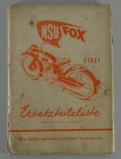 NSU Fox 2 Stroke Parts Catalog / Parts List 10/1951