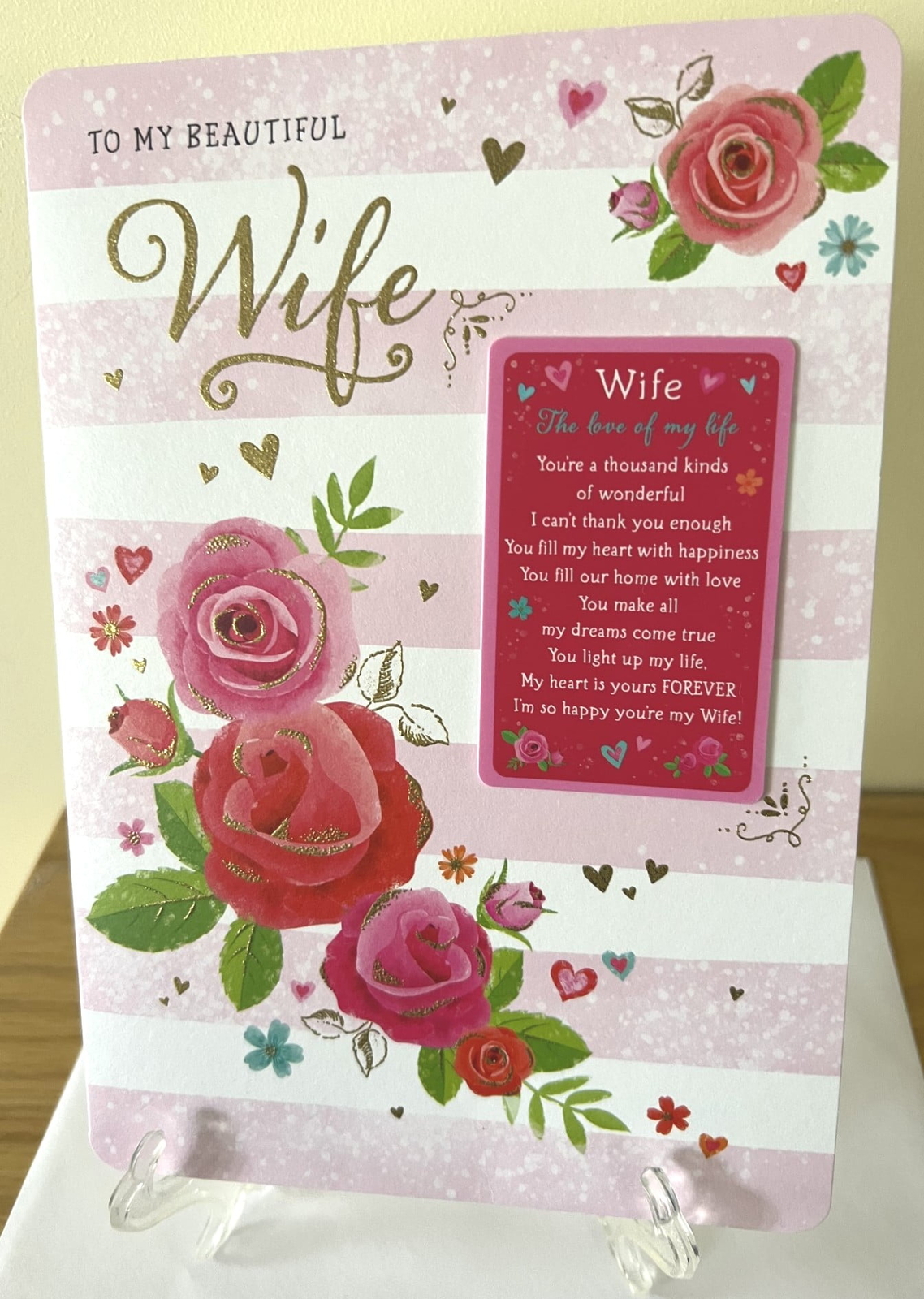 To My Beautiful Wife Keepsake Birthday Card - Foil Finish - Regal