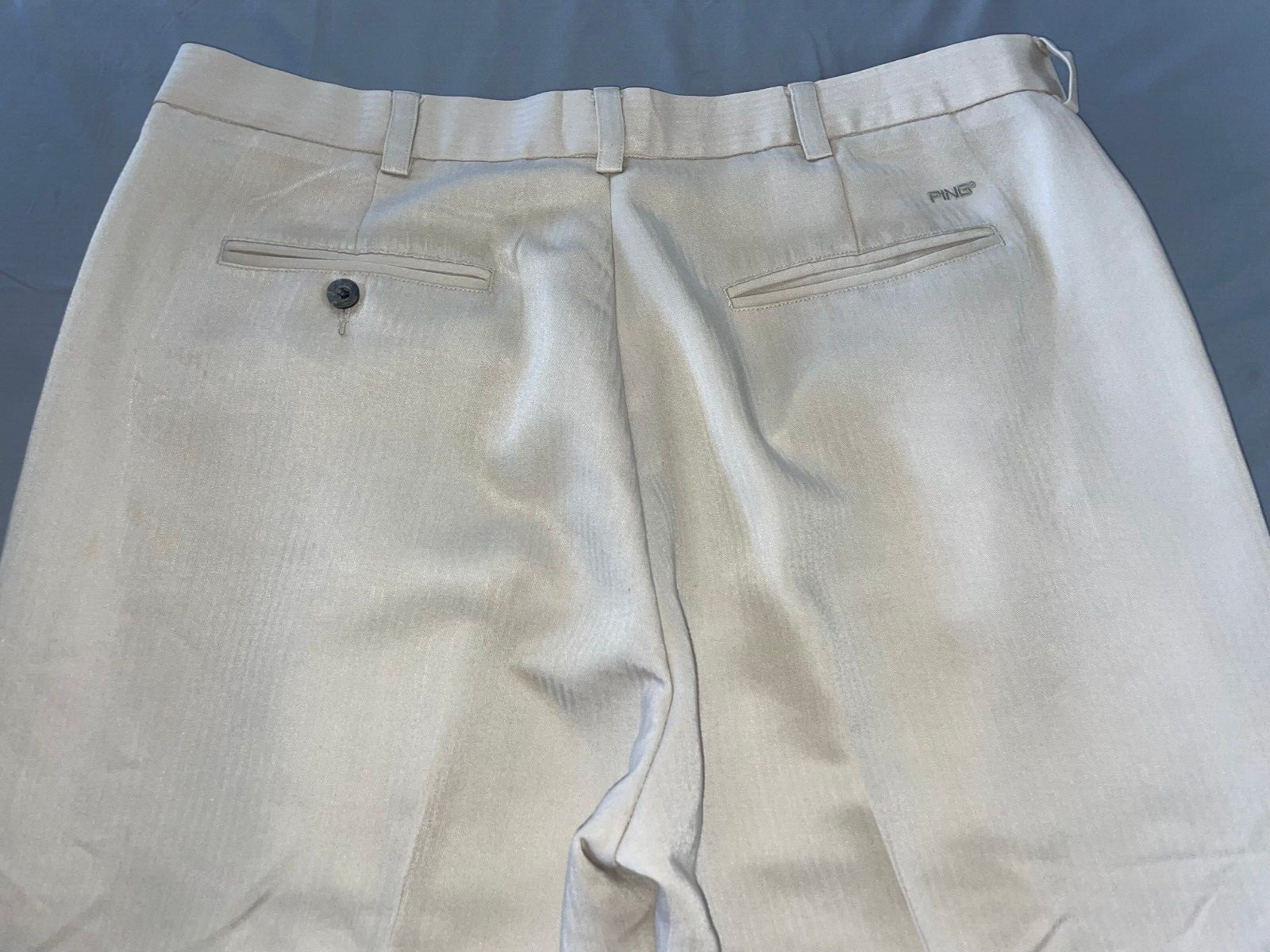 PING Pleated Microfiber Golf Pants. Ivory Herringbone, Men's 38X30. EUC!!