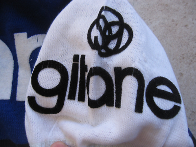Maillot Cycliste Vintage GITANE Cycles Des Années 70, En Acrylique Et Laine, Taille M - Bleu Et Blanc