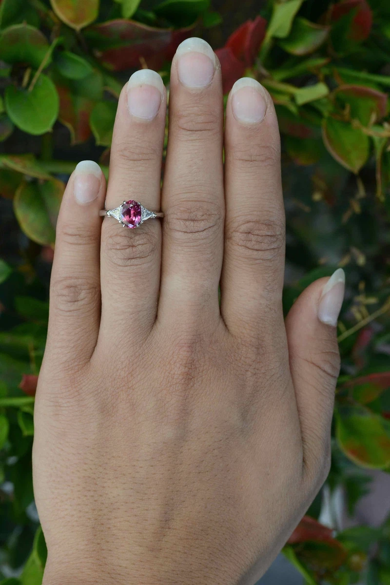 1.37 Carat Pink Sapphire 3 Stone Engagement Ring eBay