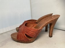 Vintage 1980's Candies Original Sandals High Heels Slides Brown Womens 5 / 36