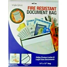 Vista Crest Fire Resistant Document Bag Protects Important Papers Letters Gift